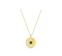 Simply Silver Women's Gold Plated Sterling Silver 925 Malachite Pendant Necklace