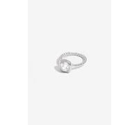 Sterling Silver 925 Beaded Polished And Cubic Zirconia Centre Ring Simply Silver Silver Small