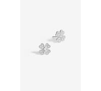 Simply Silver Sterling Silver 925 Cubic Zirconia Clover Large Stud Earrings Silver One Size