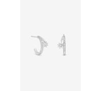 Simply Silver Sterling Silver 925 Cubic Zirconia Double Row Celestial Hoop Earrings Silver One Size