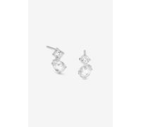 Simply Silver Women's Sterling Silver 925 Cubic Zirconia Duo Stone Stud Earrings Simply Silver Silver One Size