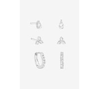 Simply Silver Sterling Silver 925 Cubic Zirconia Stud And Hoop Earrings - Pack Of 3 Silver One Size