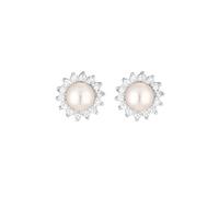 Simply Silver Sterling Silver 925 Freshwater Pearl And Cubic Zirconia Halo Stud Earrings Silver One Size