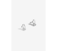 Simply Silver Sterling Silver 925 Pave Double Drop Heart Stud Earrings Silver One Size