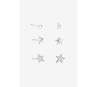 Simply Silver Sterling Silver 925 Polished And Cubic Zirconia Celestial Earrings - Pack Of 3 Silver One Size