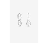 Simply Silver Women's Sterling Silver 925 Polished & Cubic Zirconia Heart Besel Hoop Earrings Simply Silver Silver One Size