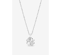 Simply Silver Women's Sterling Silver 925 Polished & Pave Clover Pendant Simply Silver Silver One Size