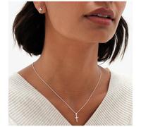 Simply Silver Sterling Silver 925 Cubic Zirconia Cross Set - Gift Boxed Silver One Size