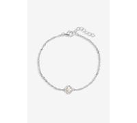 Simply Silver Sterling Silver Pave And Mother Of Pearl Clover Bracelet - Gift Pouch Silver