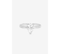 Simply Silver Women's Sterling Silver Pear Cut Engagement Ring - Gift Pouch | Size: Large Simply Silver Silver L