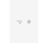 Simply Silver Women's 925 Sterling Silver 4mm White Opal Studs