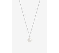 Simply Silver Women's 925 Sterling Silver Cubic Zirconia Bar Pearl Pendant - Gift Pouch Necklace