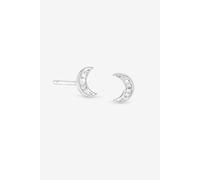 Simply Silver Women's 925 Sterling Silver Mini Pave Crescent Stud Earrings