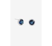 Simply Silver Women's Sterling Silver 925 Cubic Zirconia Sapphire Halo Stud Earrings Simply Silver Silver One Size