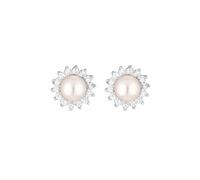 Simply Silver Women's Sterling Silver 925 Freshwater Pearl & Cubic Zirconia Halo Stud Earrings Simply Silver Silver One Size