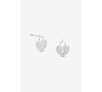 Simply Silver Sterling Silver 925 Pave Padlock Heart Stud Earrings Silver One Size