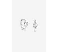 Simply Silver Women's Sterling Silver 925 Polished Cubic Zirconia Centre Heart Hoop Earrings Simply Silver Silver One Size