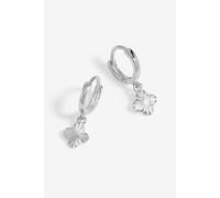 Simply Silver Women's Sterling Silver 925 Polished Diamond Cut Clover Charm Hoop Earrings Simply Silver Silver One Size