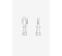 Simply Silver Sterling Silver 925 Padlock Charm Hoops One Size Silver