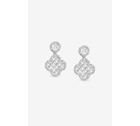 Simply Silver Women's Sterling Silver 925 Textured Double Drop Clover Earrings Simply Silver Silver One Size