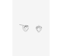 Simply Silver Women's Sterling Silver Bezel Heart Stud Earrings
