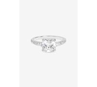 Simply Silver Women's Sterling Silver Pave Emerald Cut Engagement Ring - Gift Pouch | Size: Medium Simply Silver Silver M