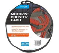 Simply SM200 Zip-bag Motorist Jump Leads Booster Cable 200AMP 2.5M Long Anti-tangle leads Oil acid and heat resistant PVC Fully Insulated Metal C