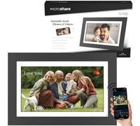 Simply Smart Home 14” WiFi Digital Photo Frame | Send Photo or Video from Phone to Digital Picture Frame with Free PhotoShare Frame v2 app | End-to-End Encryption | Quick Easy Setup | Black Wood
