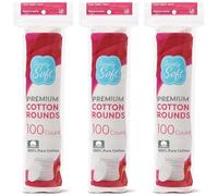 Simply Soft Cotton Rounds, 100% Cotton, Absorbent and Textured Cotton Pads are Lint Free, 100 Count (Pack of 3)