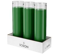 Simply Soson 2x8 inch Green Devotional Candles in Glass Jar - 3 Pack - 90 Hours - Prayer Candle - Tall Pillar Candles for Religious, Memorials, Party Decor