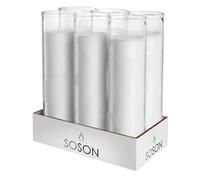 Simply Soson 2x8 inch White Devotional Candles in Glass Jar - 6 Pack - 90 Hours - Prayer Candle - Tall Pillar Candles for Religious, Memorials, Party Decor