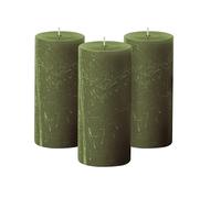 Simply Soson 3x6 inch Dark Moss Green Pillar Candles Set of 3, Rustic Texture, Unscented Green Candles, Dripless Candles, 3 inch Pillar Candles for Wedding Parties Spas Dinner Home Decoration Church