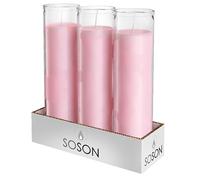 Simply Soson Pink 7-Day Devotional Candles, Unscented Prayer Glass Container Candle, Long Premium Wax Candles Great for Religious, Home Decor, Wedding, Holiday, Church, (2 x 8-inch 3Pack).