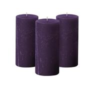 Simply Soson Purple Rustic Texture Pillar Candles - 3x6 inch Set of 3 - Unscented Decorative, No Drip, Ideal for Home Decor, Weddings, Holidays