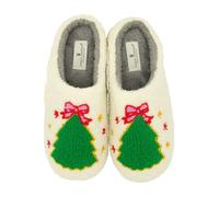 Simply Southern Holiday Slippers, Cozy Fuzzy Indoor Footwear with Christmas Designs, Santa, Nutcracker, Tree, Tree, Medium-Large
