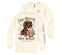 Simply Southern Less Meanies, More Weenies - Dachshund - Iced Coffee - Adult Long Sleeve, Linen, M