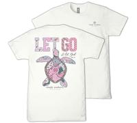 Simply Southern Let Go & Let God - Turtle - Patchwork - Adult T-Shirt, Oyster, XL