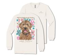 Simply Southern Prefer Dogs Over People - Flowers - Adult Long Sleeve, Linen Cream, XL