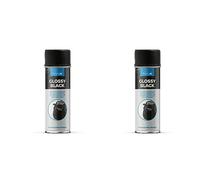 Simply SP-022 Glossy Black Spray Paint 500ml - Fast Drying - High Adhesion - Non-Fading UV Resistant - Wear Resistant & Scratch Free (Pack of 2)