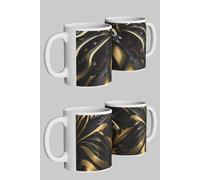 Simply Stunning Mugs Elegant Black & Gold Abstract Carbon Mug Set Perfect Gift in White Simply Stunning Mugs White