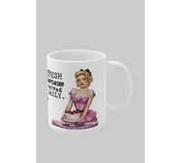 Simply Stunning Mugs 'Fresh Sarcasm Served Daily' Vintage Pin-Up Handcrafted Ceramic Mug in White Simply Stunning Mugs White