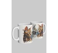 Simply Stunning Mugs "Gold Hands, Warm Heart" Hancrafted Ceramic Mug Cat Design in White Simply Stunning Mugs White