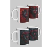 Simply Stunning Mugs Gothic Romance Black & Red Rose Heart Mug Set of 2 Perfect Gift in White Simply Stunning Mugs White