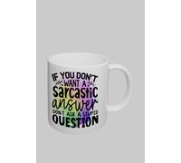 Simply Stunning Mugs Handcrafted Ceramic Mug 'Sarcastic Answer' Funny Quote in White Simply Stunning Mugs White