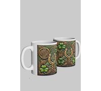 Simply Stunning Mugs Handcrafted Ceramic Mug with Celtic Clover & Lucky Symbols in White Simply Stunning Mugs White