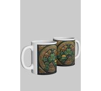 Simply Stunning Mugs Handcrafted Ceramic Mug with Celtic Shamrock & Gold Accents in White Simply Stunning Mugs White