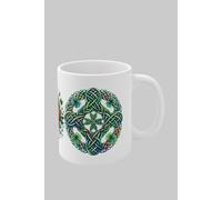 Simply Stunning Mugs Irish Knotwork Shamrock Handcrafted Mug with Tricolor Flag Emblem in White Simply Stunning Mugs White