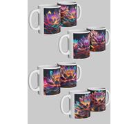 Simply Stunning Mugs Luminous Lotus Ceramic Mug Set of 4: Perfect Gift for Loved Ones in White Simply Stunning Mugs White