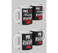 Simply Stunning Mugs Mr. Right & Mrs. Always Right Handcrafted Personalised Mug Set of 2 in White Simply Stunning Mugs White