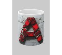 Simply Stunning Mugs Personalised Letter A & Name Mug with Textured Red Plaid 3D Design in White Simply Stunning Mugs White